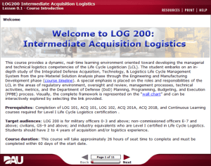 Welcome to LOG 200: Intermediate Acquisition Logistics
