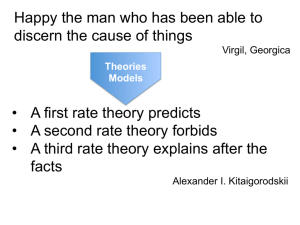 • A first rate theory predicts • A second rate theory forbids • A third