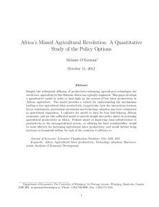 Africa's Missed Agricultural Revolution a Quantitative Study of the