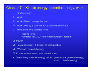 Chapter 7 – Kinetic energy, potential energy, work
