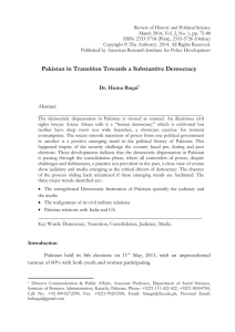 Pakistan in Transition Towards a Substantive Democracy