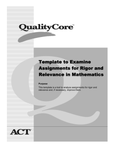 Template to Examine Assignments for Rigor and Relevance in