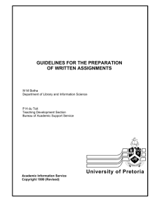 Guidelines for the Preparation of Written Assignments