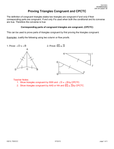 Proving Triangle Congruence: SSS, AAS, CPCTC Worksheet