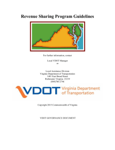 Revenue Sharing Guidelines - Virginia Department of Transportation