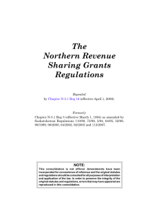 Northern Revenue Sharing Grants Regulations