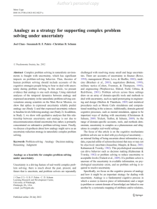 Analogy as a strategy for supporting complex problem solving under