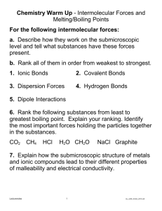 Chemistry Warm Up - Intermolecular Forces and Melting/Boiling