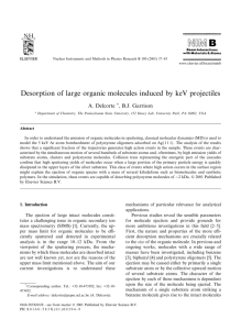 Desorption of large organic molecules induced by keV projectiles