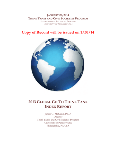 2013 Global "Go-To Think Tanks"