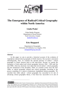 The Emergence of Radical/Critical Geography within North America