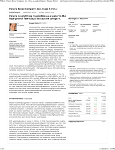 Panera Bread Company, Inc. Class A Analyst Report | Analyst