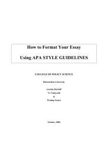 How to Format Your Essay Using APA STYLE GUIDELINES