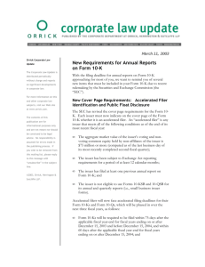 New Requirements for Annual Reports on Form 10-K