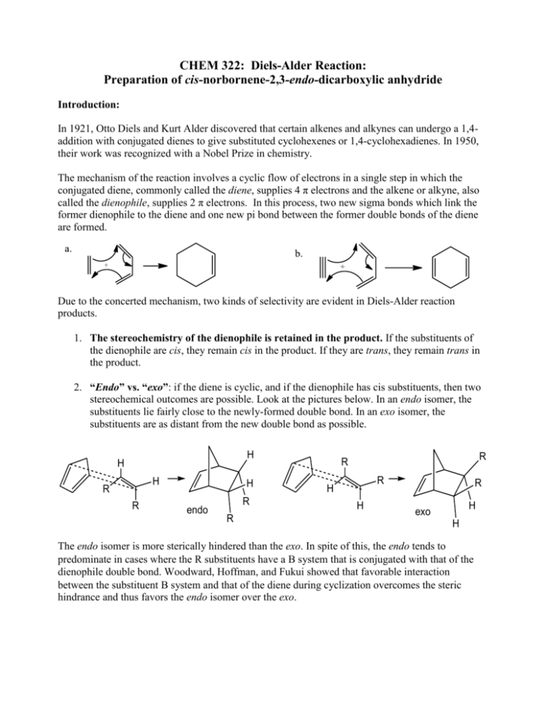 diels alder reaction of cyclopentadiene with maleic anhydride lab report