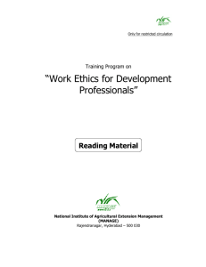 Work Ethics for Development Professionals