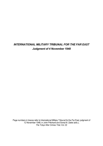 INTERNATIONAL MILITARY TRIBUNAL FOR THE FAR EAST