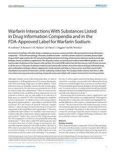 Warfarin Interactions With Substances Listed in Drug Information