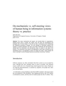 On mechanistic vs. self-steering views of human being in information