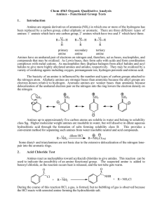 Chem 4563 Organic Qualitative Analysis Amines