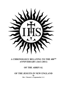 A CHRONOLOGY RELATING TO THE 400TH ANNIVERSARY