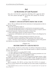 on Restriction of Cash Payments*
