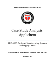 Case Study Analysis: Applichem - Rensselaer Polytechnic Institute