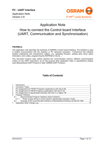 Application Note How to connect the Control board Interface (UART