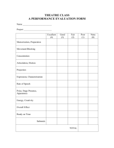 THEATRE CLASS A PERFORMANCE EVALUATION FORM