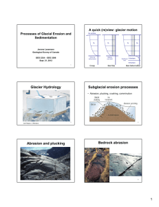 Glacier Hydrology Subglacial erosion processes Abrasion and
