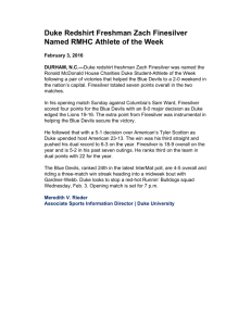 Duke Redshirt Freshman Zach Finesilver Named RMHC Athlete of