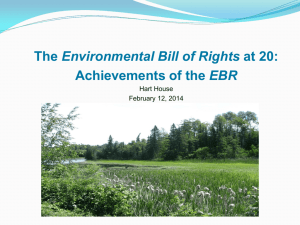 Achievements of the EBR - Environmental Commissioner of Ontario