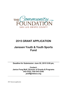 2015 GRANT APPLICATION Janssen Youth & Youth Sports Fund