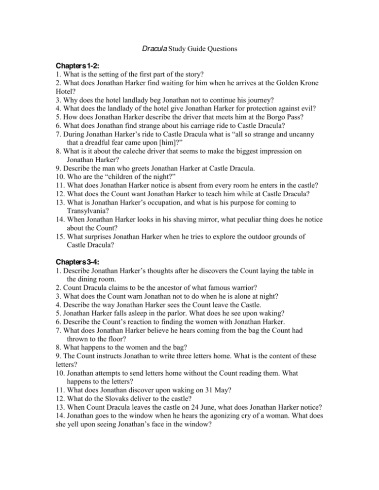 Study Guide For Dracula