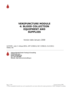 venipuncture module 4: blood collection equipment and