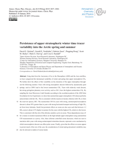 Persistence of upper stratospheric winter time tracer variability into