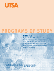 College of Science - Physics - The University of Texas at San Antonio