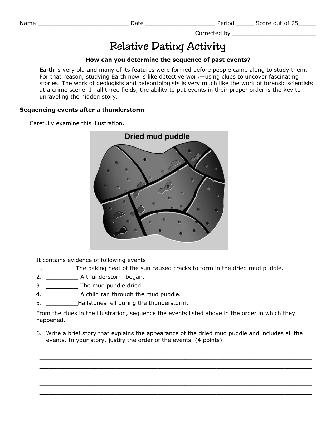 Relative Dating Activity Worksheet Answers