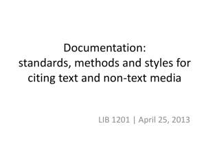 standards, methods and styles for citing text and non