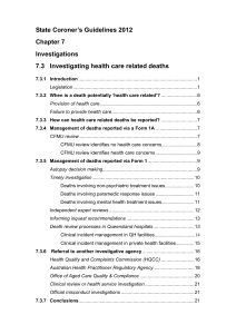 Investigation of Health Care related deaths