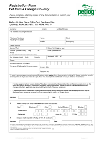Registration Form Pet from a Foreign Country