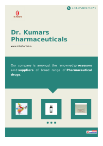 Corporate Brochure - Dr. Kumars Pharmaceuticals