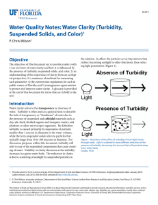 Water Quality Notes: Water Clarity (Turbidity, Suspended Solids, and