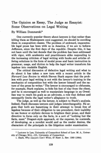 The Opinion as Essay, The Judge as Essayist: Some Observations