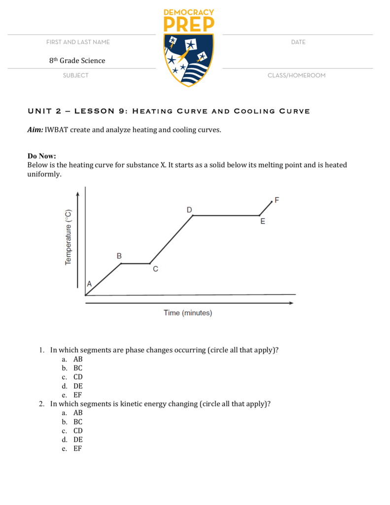 UNIT 25 – LESSON 25: Heating Curve and Cooling Pertaining To Heating And Cooling Curve Worksheet