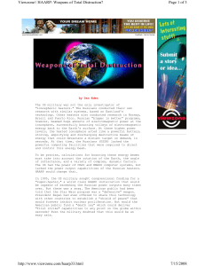 Page 1 of 3 Viewzone// HAARP: Weapons of Total Distruction? 7/15