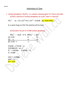 Hydrolysis of Ions PO4 + H2O ←→ HPO + OH