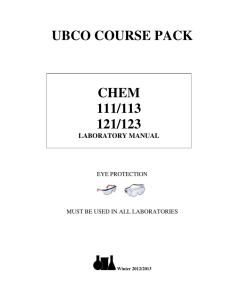 ubco course pack chem 111/113 121/123 laboratory manual