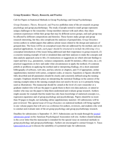 Group Dynamics: Theory, Research, and Practice Call for Papers in