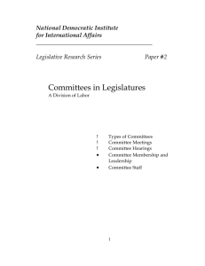 Committees in Legislatures - National Democratic Institute